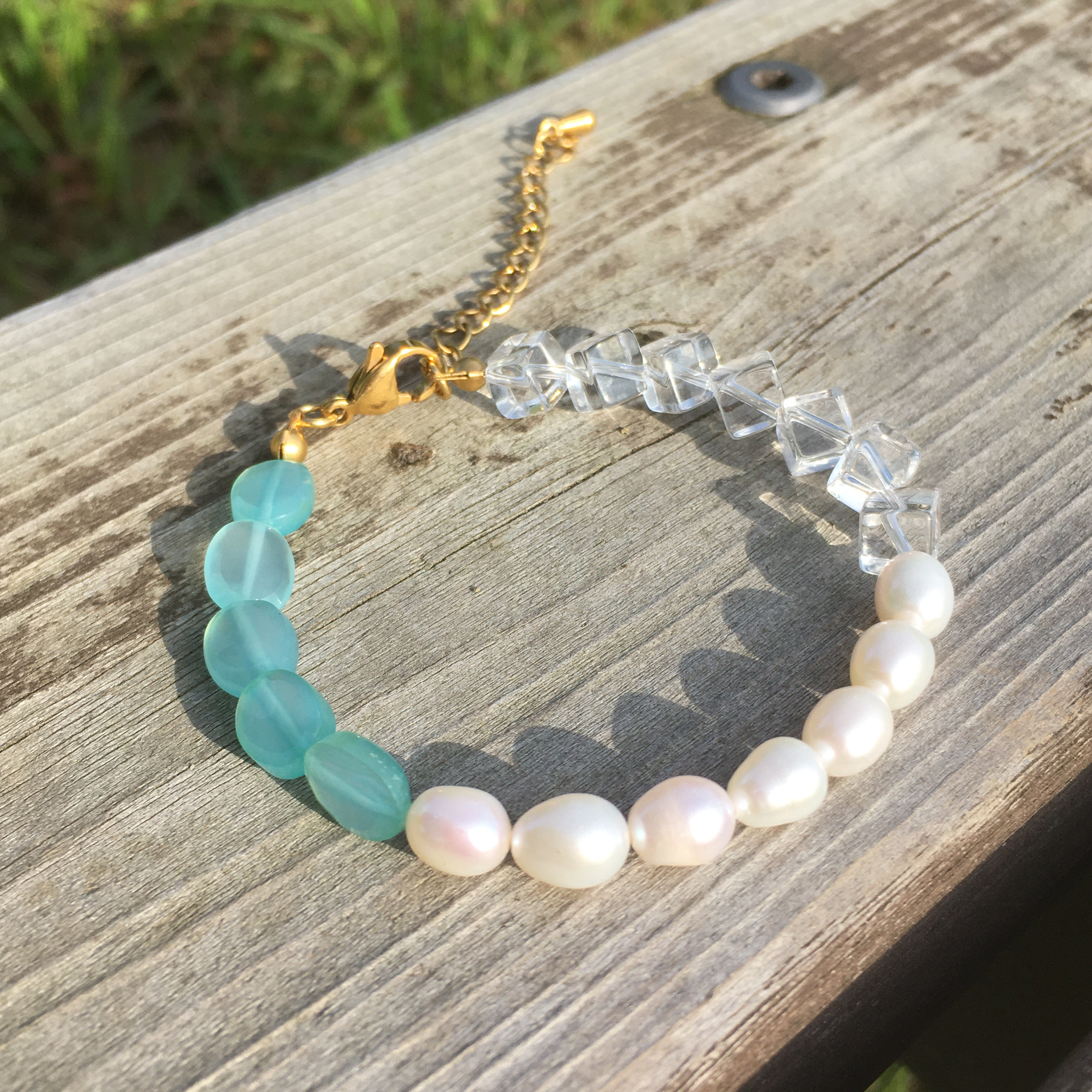 ◍シーブルーカルセドニー　◍淡水パール ◍クリスタル