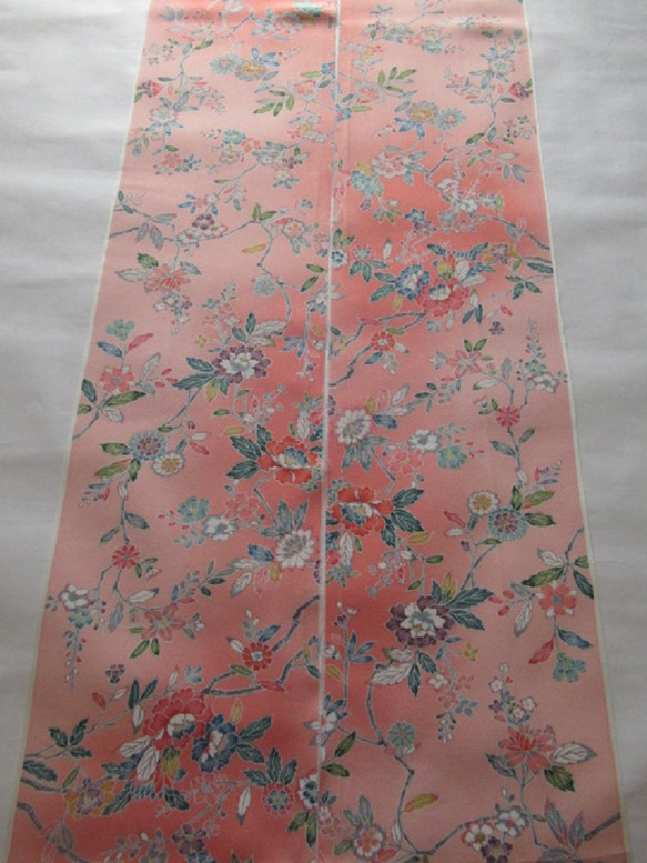 粉色漸變 Hon Kaga Yuzen 垂花圖案純絲丹後縐紗 No.60-4 包裝部分 [長 200 厘米 x 寬 18 厘米] 第3張的照片