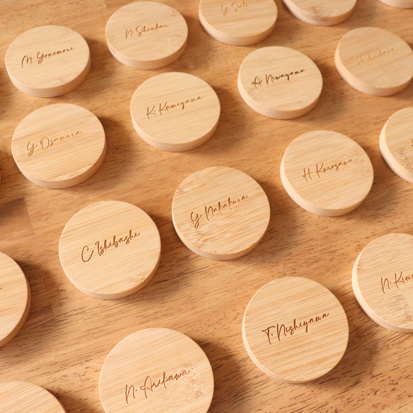 竹製コンパクトミラー】席札、プレゼント 席次表・席札・メニュー表