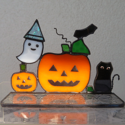 ステンドグラス ハロウィン オバケ 黒猫 かぼちゃ コウモリ その他