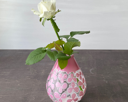 pattern vase 桃色花 一輪挿し・花瓶・花器 shizuka miura 通販