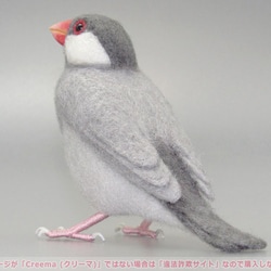 本トリ No.96 シルバー文鳥 ３号 / 羊毛フェルト リアルサイズ 3枚目の画像