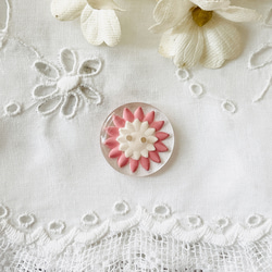 フランスヴィンテージボタン・ピンクお花のルーサイト 1枚目の画像