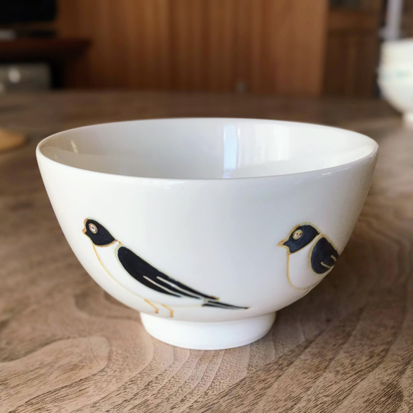 bird 鳥さんと花 ごはん茶碗 松尾摂子絵 茶碗・めし碗 ichinokura豊泉