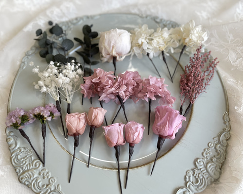 ドライフラワー】ヘアパーツ24本セット ヘッドドレス（ウェディング