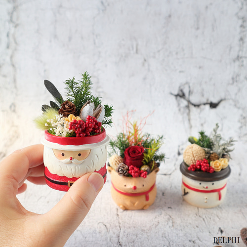 特集掲載】クリスマスミニアレンジ3個セット【プリザーブドフラワー