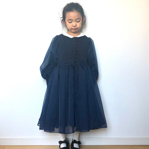 食品・日用品 半額ストア 子ども用】くるみボタンがならんだ長袖フォーマルワンピース 110 フォーマル・ドレス・スーツ