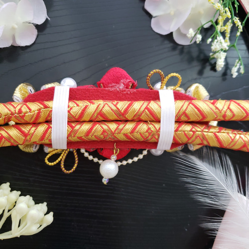 帯留め 帯飾り 七五三 成人式 赤 白 金 花魁 振り袖 着物 帯 帯留め 帯飾り 七五三 成人式 赤 白 金 花魁 振り袖 着物 帯
