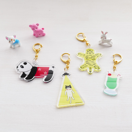 かぎっ娘イラストパンダカーver.まとめ アクリルキーホルダー アクリル