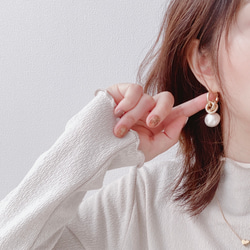 【再販】gold ring×big pearl pierce 3枚目の画像