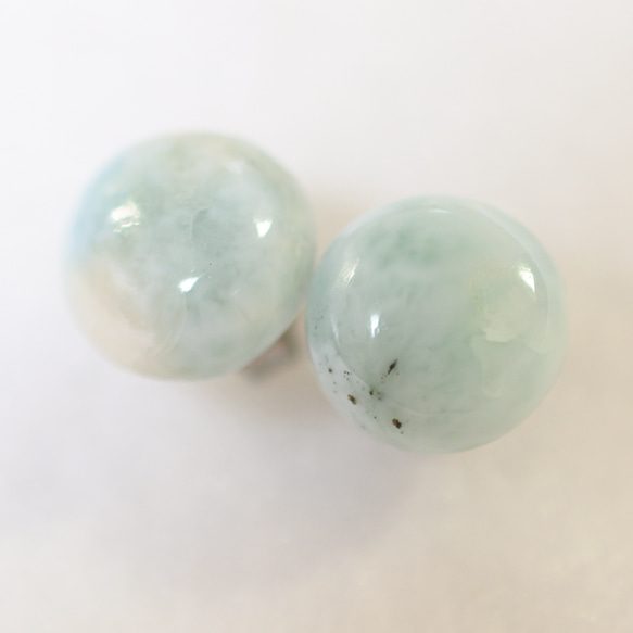 （獨一無二的商品，出口）Larimar 耳釘，9 毫米（鈦柱） 第3張的照片