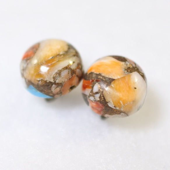 (1 件) 牡蠣銅綠松石耳釘（10 毫米，鈦柱） 第2張的照片