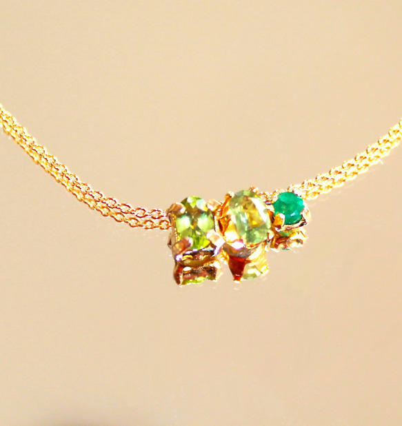 - aki mikaku - Emerald & Green Spphire & Peridot Necklace 1枚目の画像