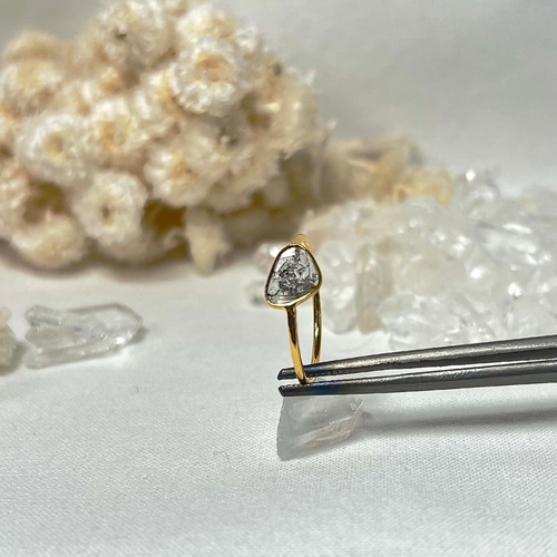 スライスダイヤK10リング 15号サイズ 約0.2～0.35cts ベゼル