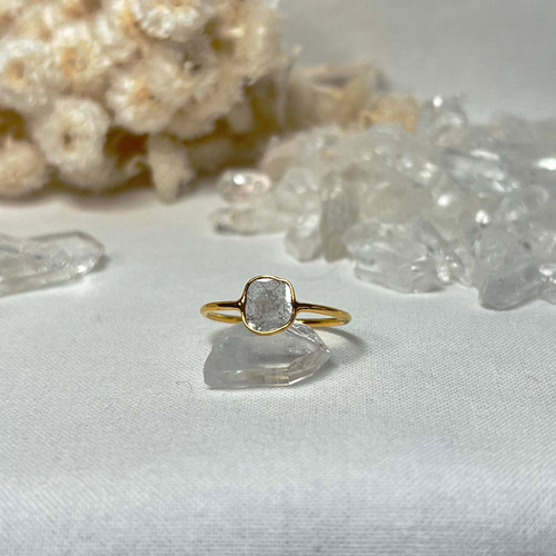 スライスダイヤK10リング 15号サイズ 約0.2～0.35cts ベゼル