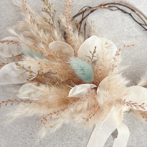 ルナリアとパンパスグラスのリース ナチュラルリース ドライフラワー