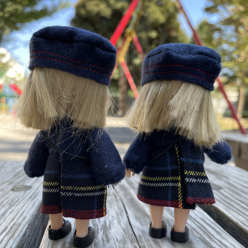 030 ミキちゃんマキちゃん ハンドメイド 服 冬物 制服 チェック