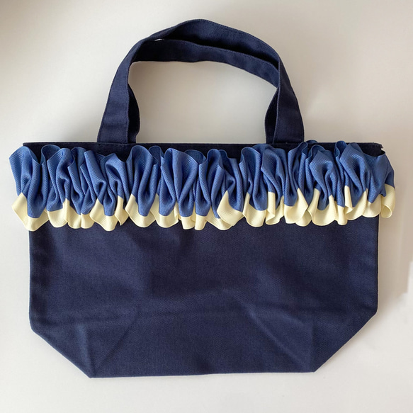 ルト！リボン刺繍ネイビーフリルレッスンバッグ+上履き袋　ハンドメイド 楽天市場】入園入学 4点セット 女の子 日本製 ハンドメイド