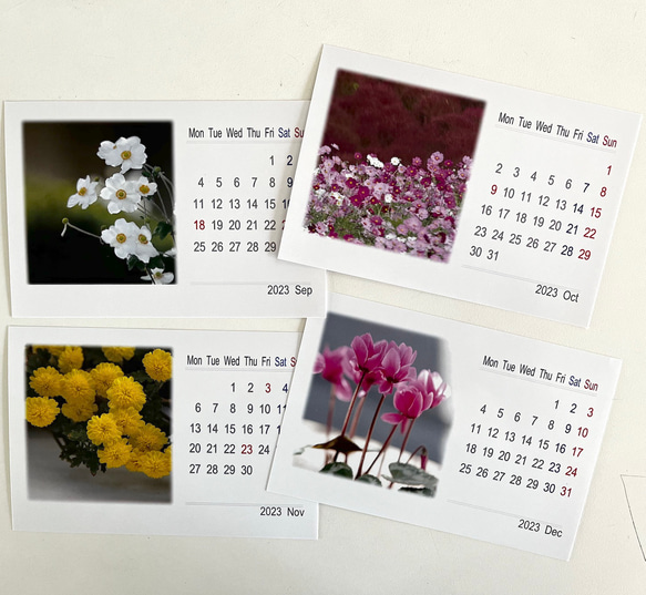 2023年カレンダー 日本の四季 月曜始まり（卓上、壁掛けケース付き） 4枚目の画像