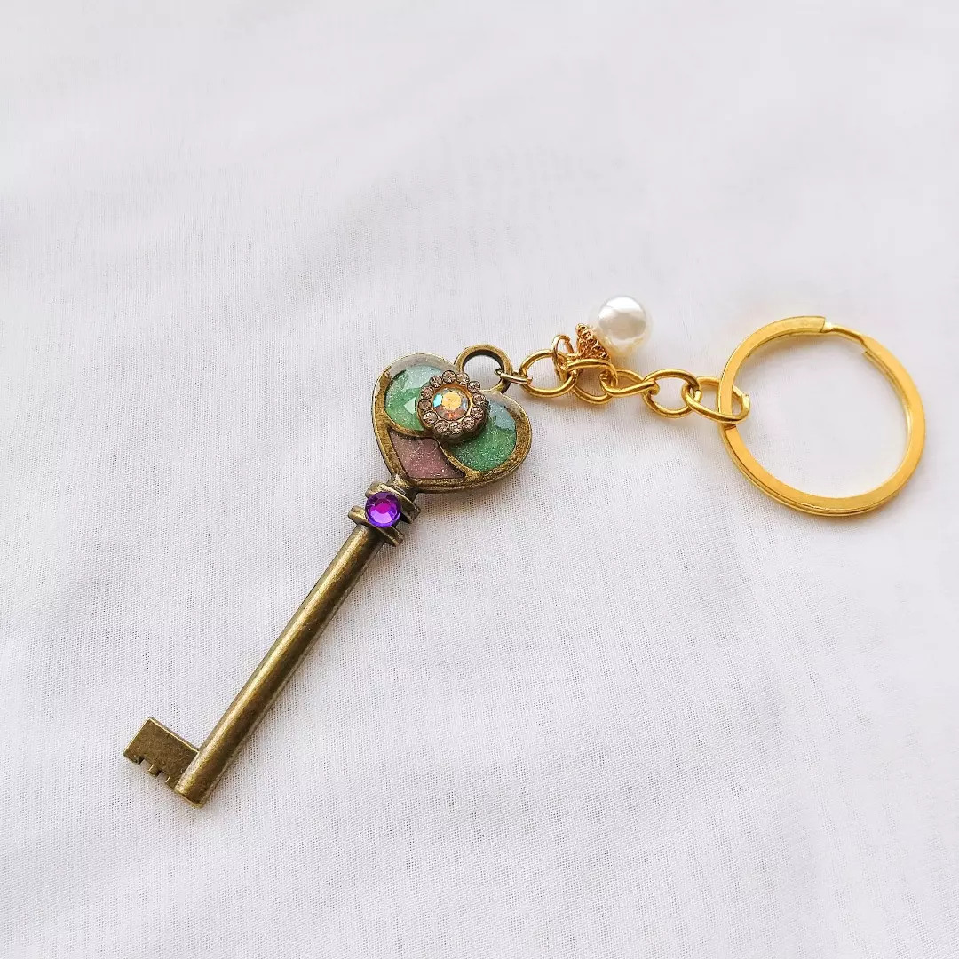 ステンドグラス　キーホルダー No.1 L ステンドグラスキーホルダー 宝石シリーズ - Yumika