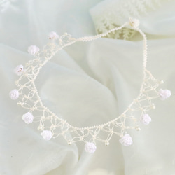 OYA crochet 45cm Necklace [ROSE Pearl] Pearl White 第2張的照片