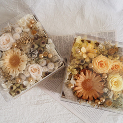 そのまま飾れる プリザーブドフラワーのボックスアレンジ box arrangement：ホワイト 7枚目の画像