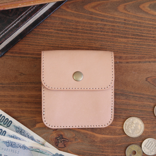 本革 軽量 本革二つ折り財布 栃木レザー ナチュラル ヌメ革 NC3775ntr  