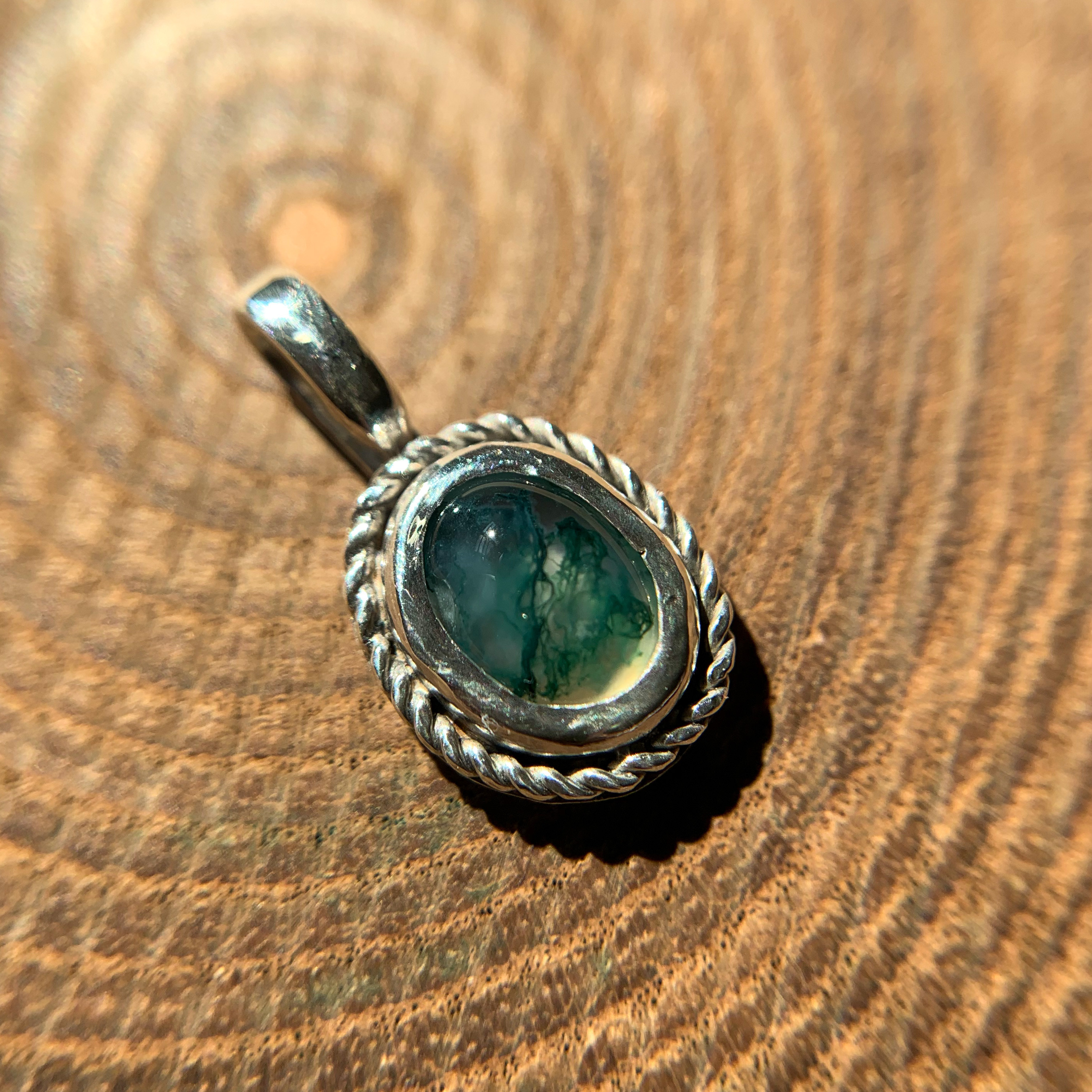 ｟silver｠モスアゲートネックレスチャーム