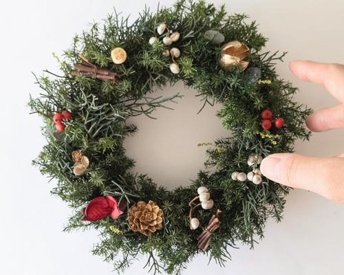 クリスマスリース 21-22cm ナチュラル プリザーブドフラワー