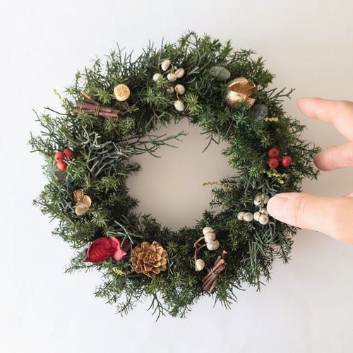 クリスマスリース 21-22cm ナチュラル プリザーブドフラワー