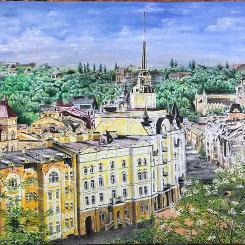 油絵 キーウ旧市街 絵画 kamekoen 通販 14702234｜Creema(クリーマ)