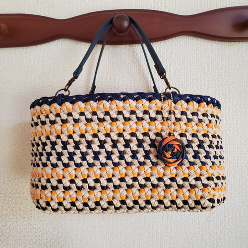 エコクラフト 花結び長財布&バッグ ♥️長財布も入る♥️ハロウィンカラーのミニ花結びバッグ(エコ