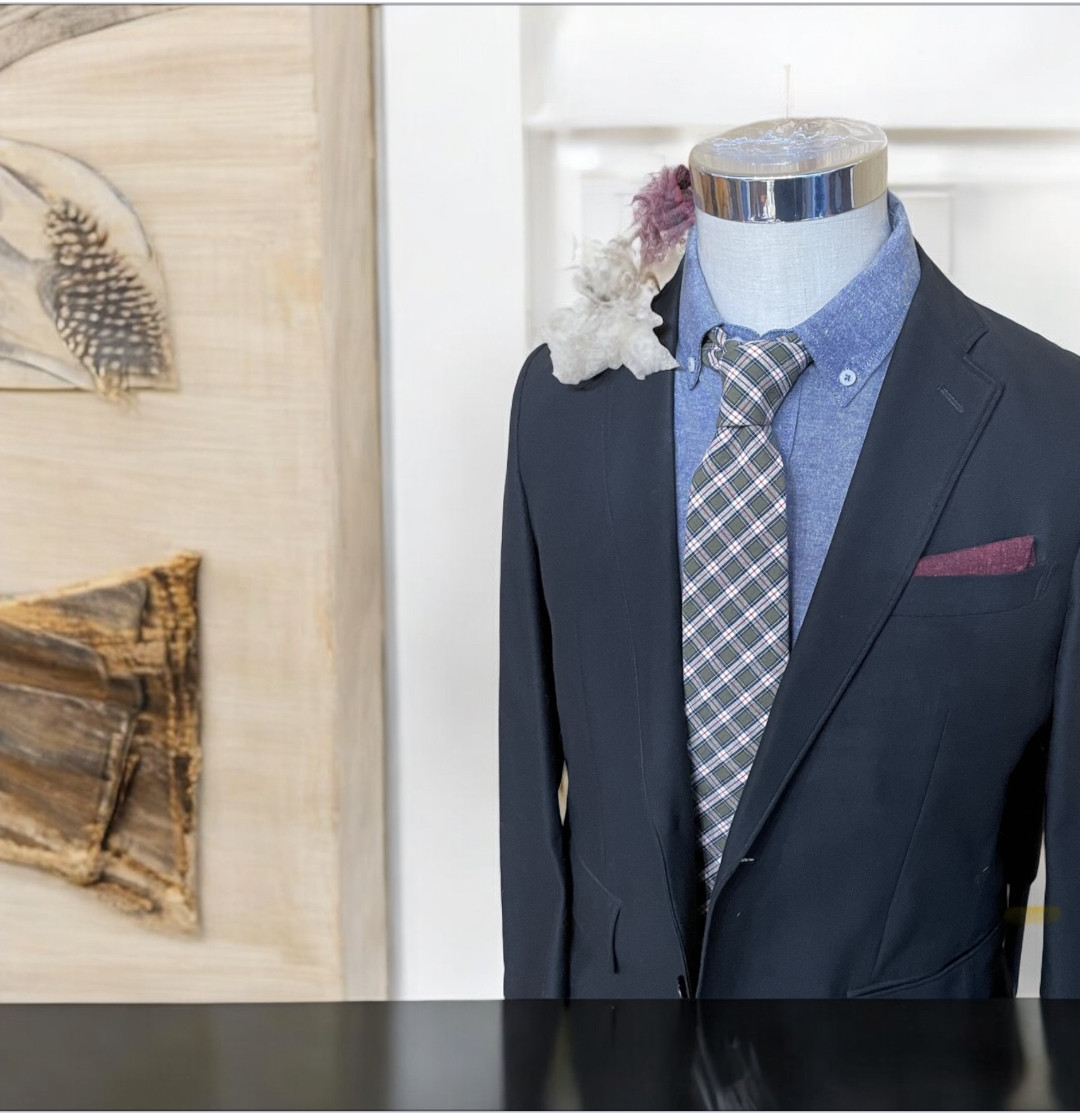 西脇播州織カジュアルネクタイ　タータンチェックに秋色に染る