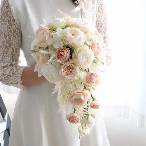 最安 読み方 ふんわりカラー キャスケードブーケ 結婚式 前撮り フォト ブーケ・ブートニア