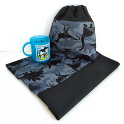 給食セット☆迷彩恐竜の給食袋＆ランチョンマット(40☓60)/ブルー