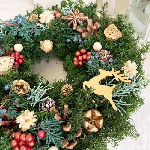 23.クリスマスリース トナカイのクリスマスリース（直径23センチ） リース in blossom