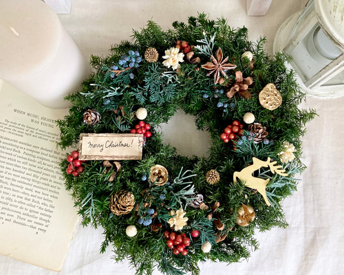 秋冬～3種のユーカリリース☆クリスマスリース☆ドアリース☆造花