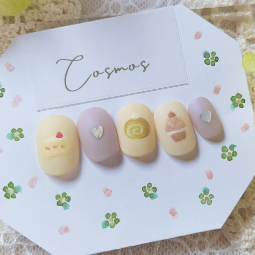 片手】今日はどのケーキを食べようかな/個性的レトロカラフルネイル 