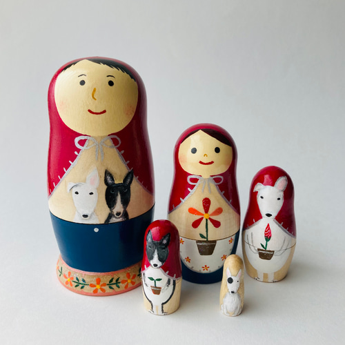 こ様ご予約品】ご家族マトリョーシカ 木製インテリア雑貨 その他置物