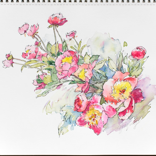 クリスマスローズ-1】額縁付き スケッチ原画 一点物 特典付き 絵画