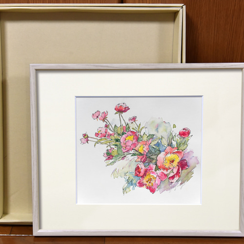 クリスマスローズ-1】額縁付き スケッチ原画 一点物 特典付き 絵画