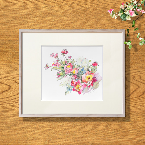【原画】手描きの彩り。クリスマスローズのオイルパステル・秘密の絵箱 花のポストカード（冬～早春）【14．クリスマスローズのイラスト