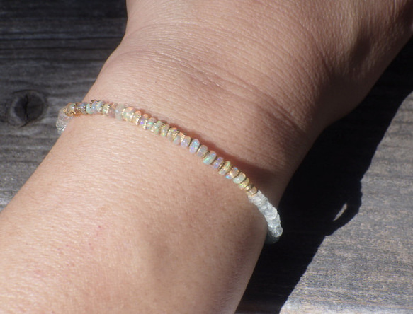 *14Kgf* Opal Ocean Ombre Bracelet　オパール＆アクアマリン＆アパタイト☆アジャスター 15枚目の画像