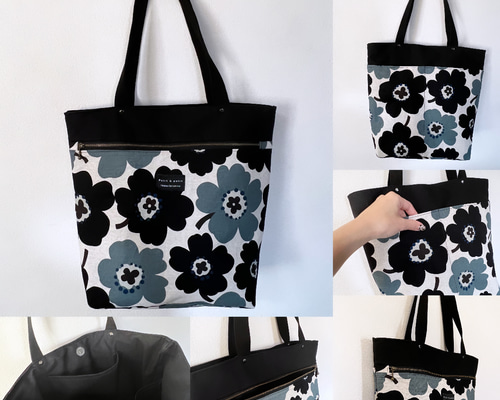 縦長のポケットたくさん肩掛けトートバッグ トートバッグ fabric