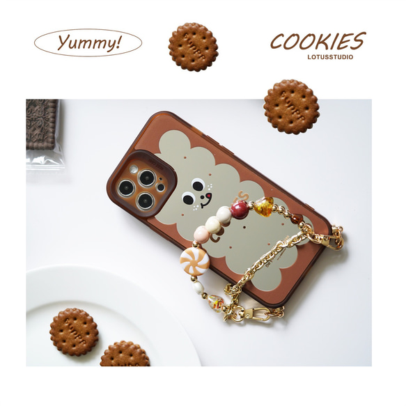 楽しいチョコレート クッキー ミラー キャンディダブルチェーン付き オリジナルスマホケース ポップ かわいい 可愛い 2枚目の画像