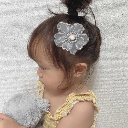 オーガンジーフラワーヘアクリップ（全4種類） / ベビー ヘア