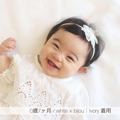 ベビーヘアクリップJ オーガンジー×フラワー【オーダーメイド】 オーガンジーフラワーヘアクリップ（全4種類） / ベビー ヘア