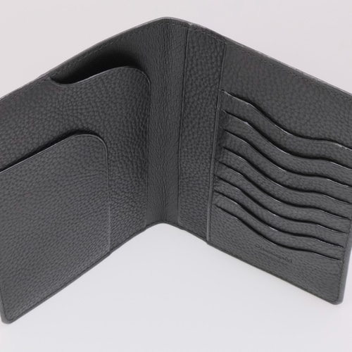 本革 シボ入りヌメ革 パスポート・お薬手帳・通帳ケースDX ブラック  