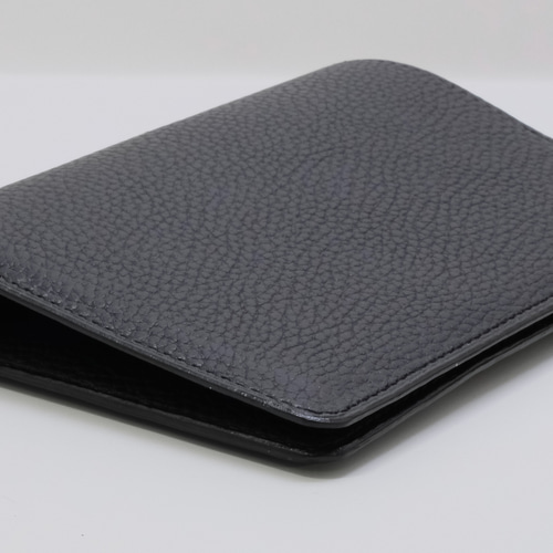 本革 シボ入りヌメ革 パスポート・お薬手帳・通帳ケースDX ブラック  