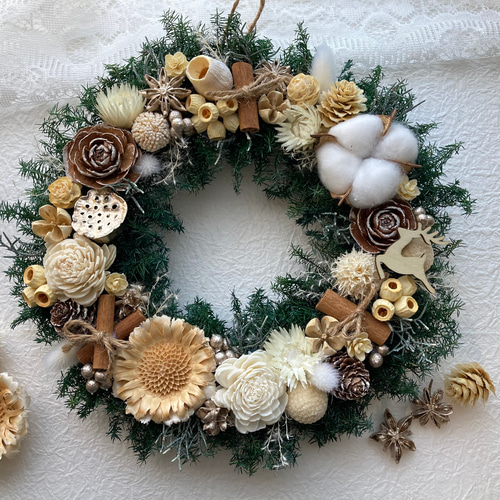 ポポラスとルナリアのクリスマスリース* *ラッピング無料 冬 プレゼント ポポラスとルナリアのクリスマスリース* *ラッピング無料 冬